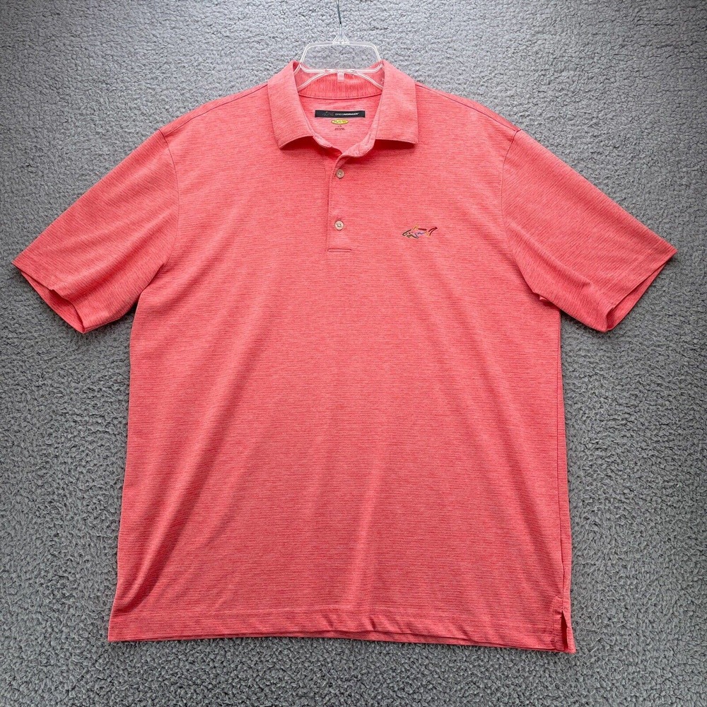 Greg Norman Shirt Mens Large Coral Golf Polo Play Dry Cooling Activewear